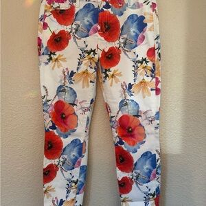 7 For All Mankind Skinny Ankle Jeans, Floral Sz 31 Cotton Stretch Colorful NWT